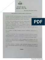 Carta de diputados al Presidente Luis Guillermo Solís