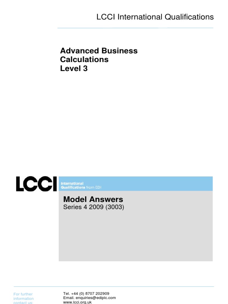 Advanced Business Calculations Level 3/series 4-2009 | PDF ...