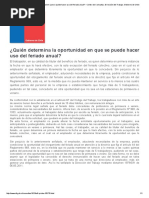 ¿Quién Determina La Oportunidad en Que Se Puede Hacer Uso Del Feriado Anual