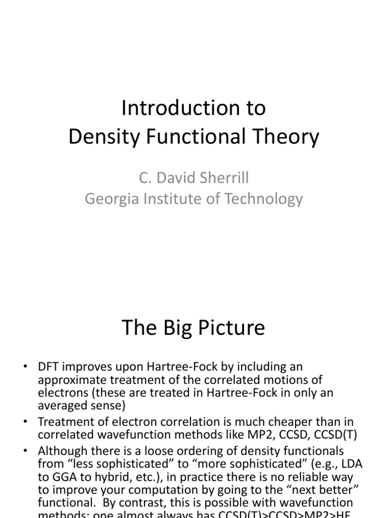 Overview of Density Functional Theory | PDF