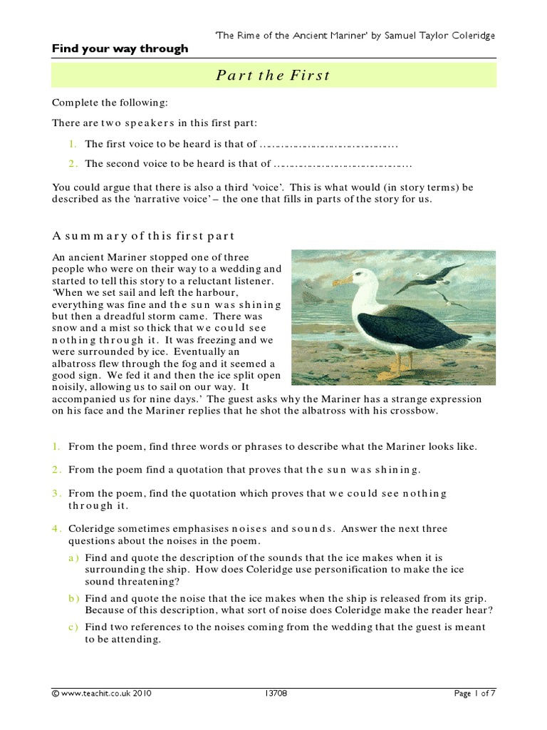 The Rime Of The Ancient Mariner Quizlet