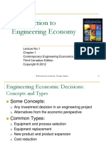 Introduction To Engineering Economy: Lecture No.1 Contemporary Engineering Economics Third Canadian Edition
