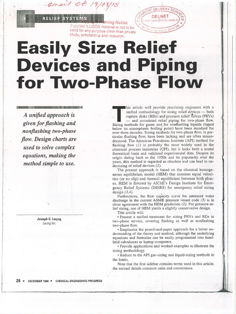 Relief Sizing For Two-Phase Flow | PDF