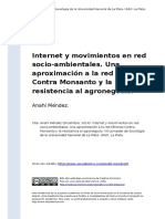 Anahi Mendez (2014). Internet y Movimientos en Red Socio-Ambientales. Una Aproximacion a La Red PDF