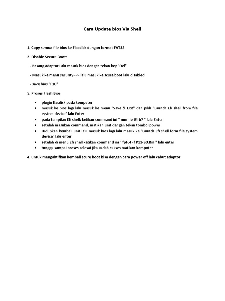 Panduan Flash BIOS Via EFI Shell | PDF
