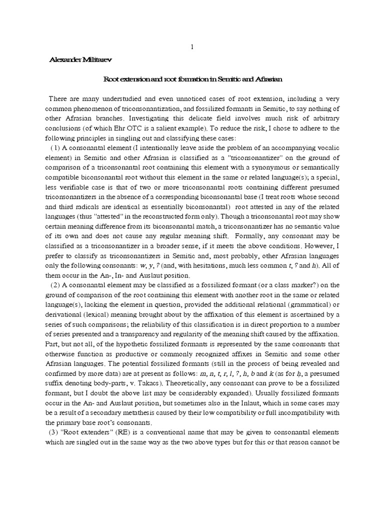 Rootextensionandrootformationinsempdf Linguistics