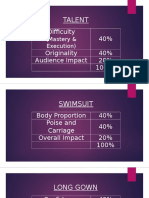 Difficulty 40% Originality 40% Audience Impact 20% 100 %: Talent