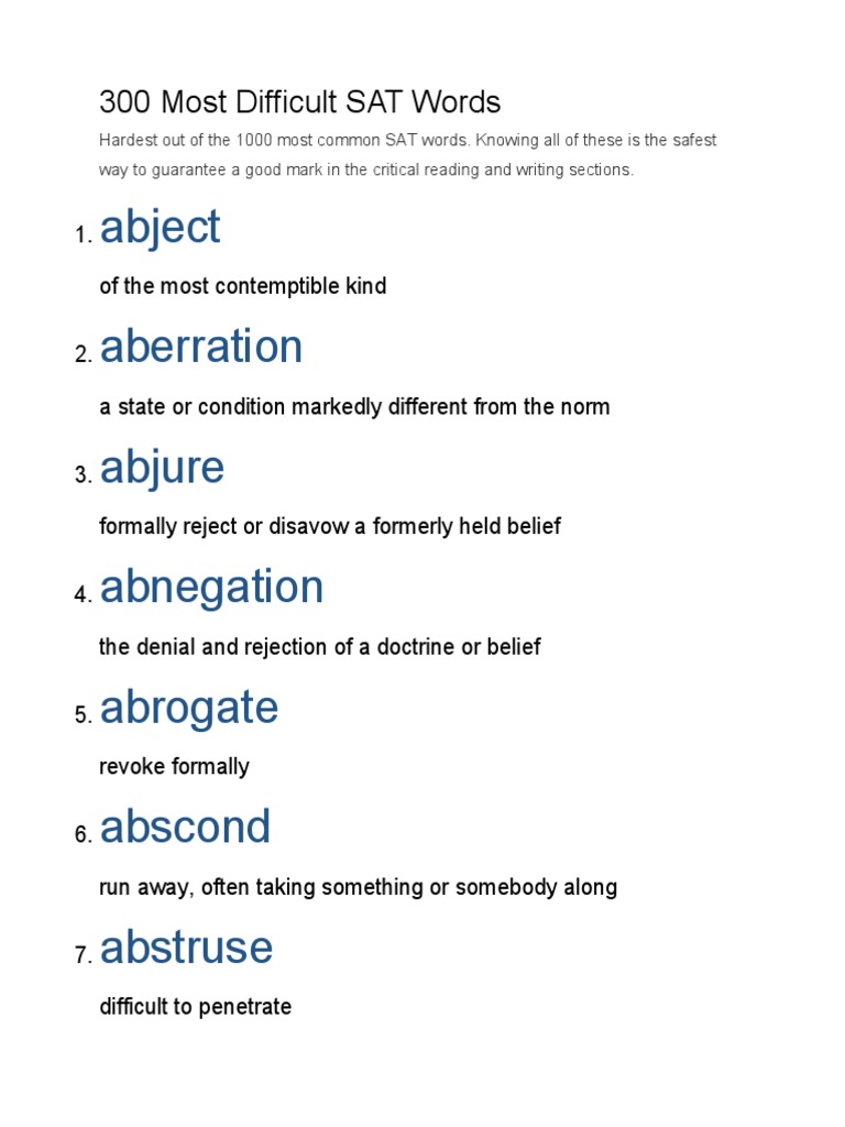 Top 300 Difficult SAT Vocabulary Words | PDF | Science | Philosophical ...