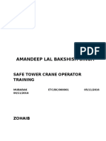 Safe Tower Crane Operator Training Certificate
