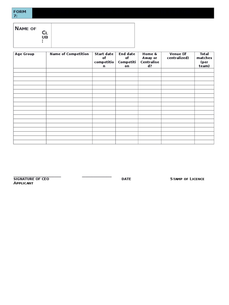 Form 7 - S.02 YOUTH TEAMS (Competition Participated by Youth Teams) | PDF