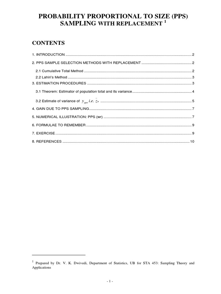 3a PPS Sampling With Replacement | PDF | Estimator | Sampling (Statistics)