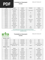 Timetable For Greenwich Centre: Monday, Jan 23