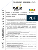 Coseac 2009 Ancine Analista Administrativo Ciencias Exatas Ou Tecnologicas A73 Prova PDF