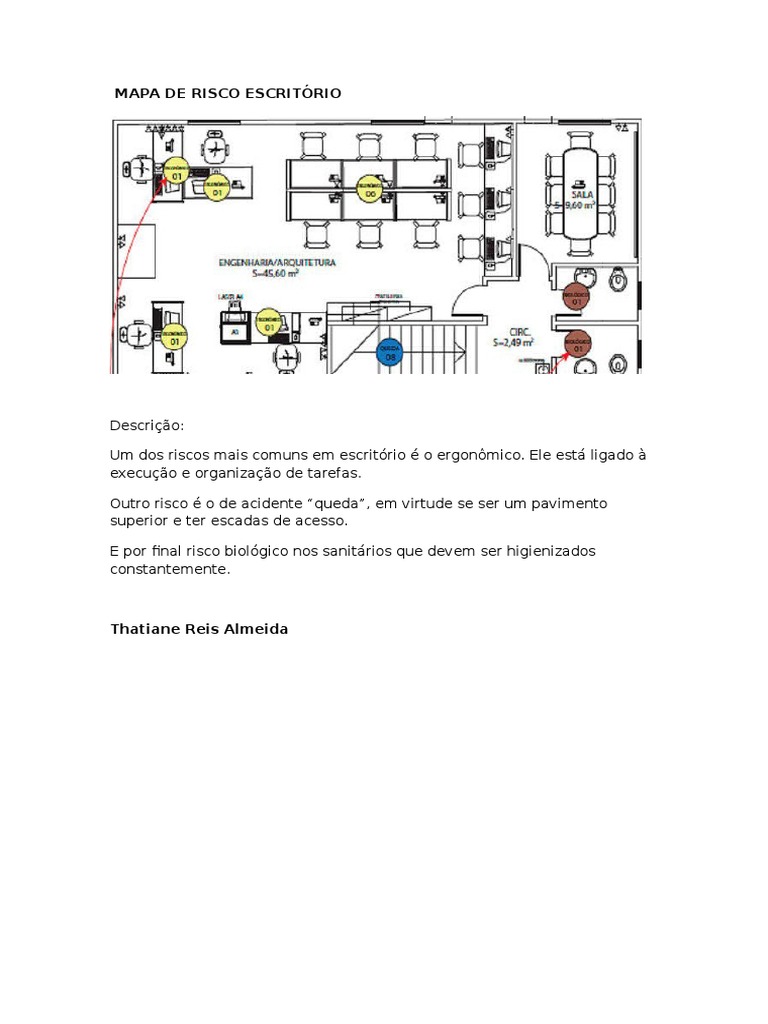 Mapa de riscos em escritório: ergonômico, queda e biológico | PDF
