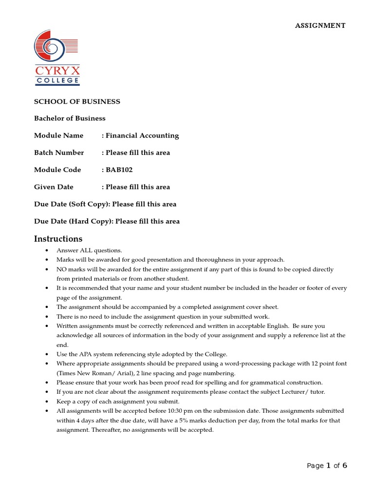 Accounting assignment answers image