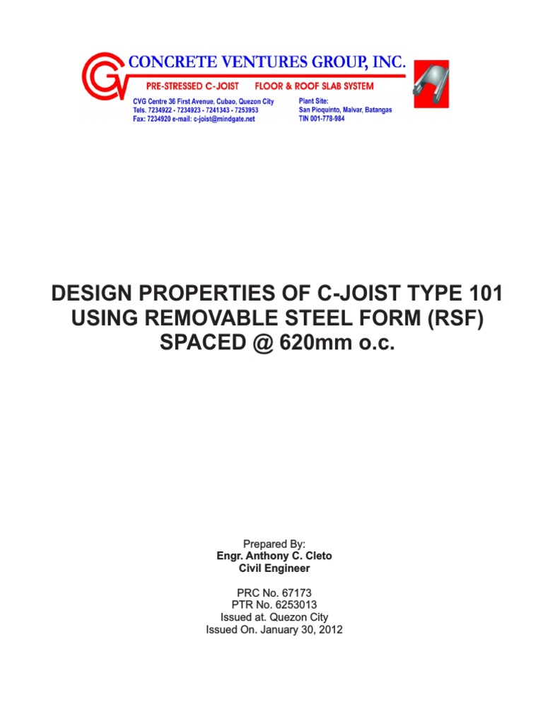 C-Joist Type 101 Design Properties | PDF