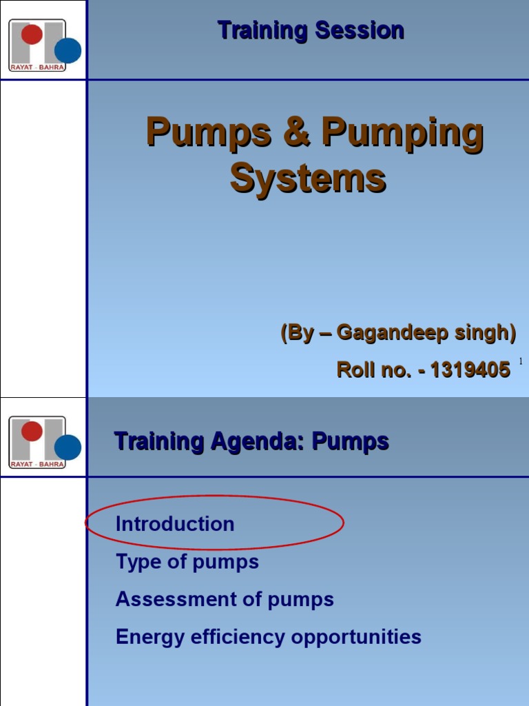 Pumps Training Session Overview | PDF | Pump | Hydraulics