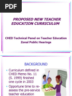 Proposed New Teacher Education Curriculum: CHED Technical Panel On Teacher Education Zonal Public Hearings