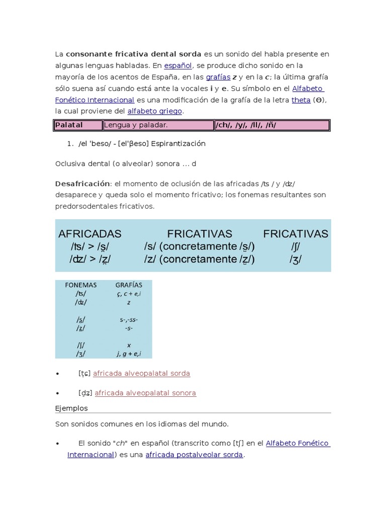 La Fricativa Dental Sorda Spanish Language Phonology
