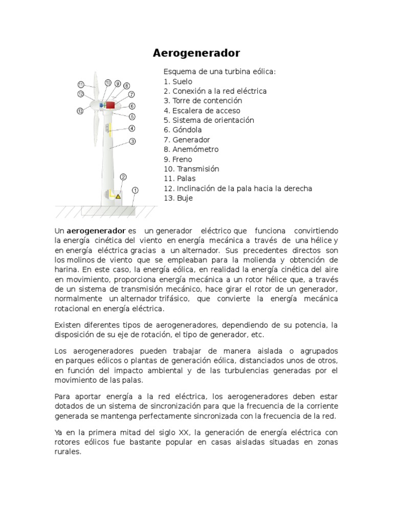 Aerogeneradores: Funcionamiento y Tipos | PDF | Turbina eólica ...