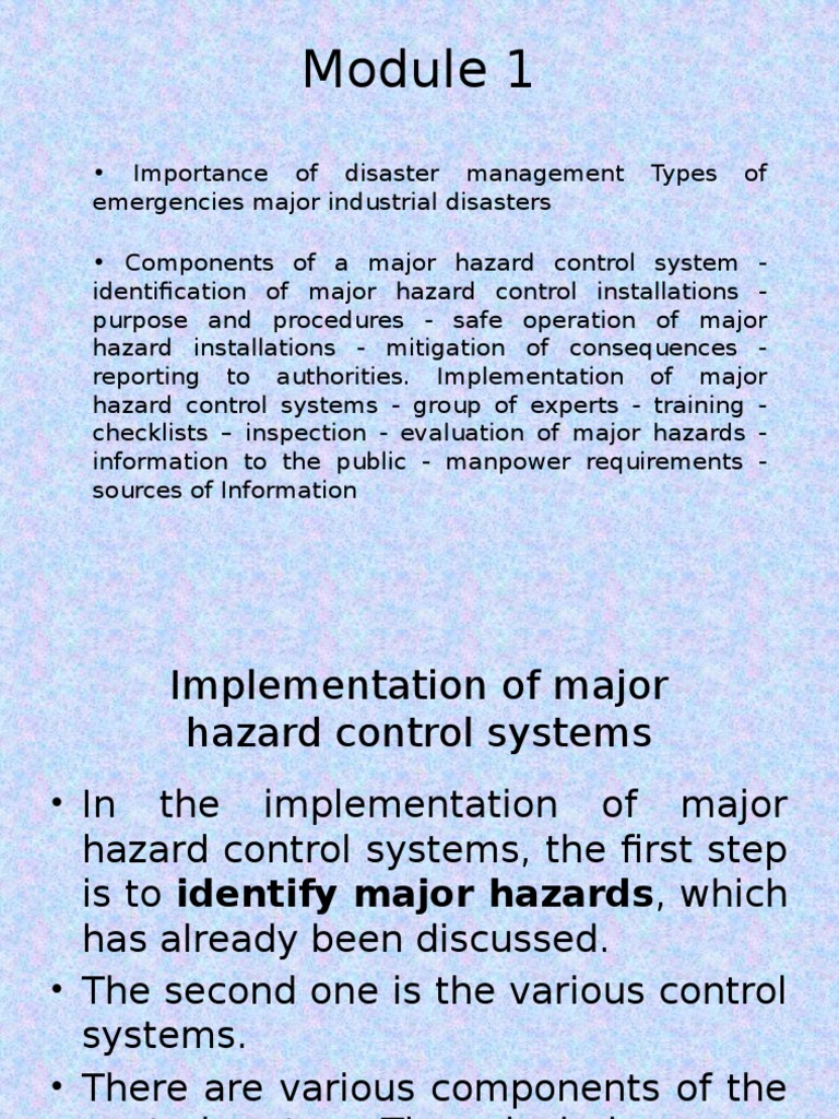 Major Hazard Control Systems Guide | PDF | Emergency Management | Safety