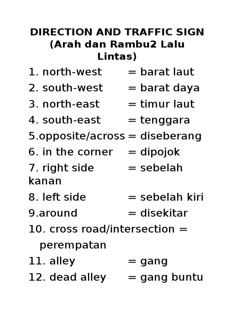 Direction and Traffic Sign | PDF | Art