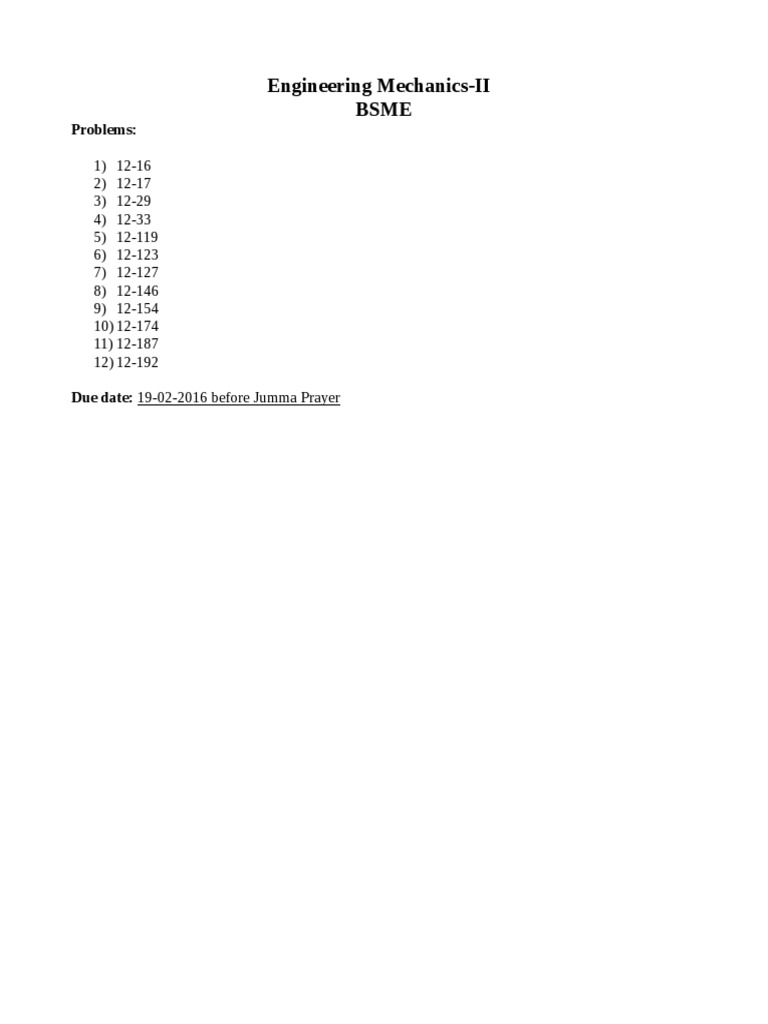 Assignment # 1 For Engineering Mechanics | PDF | Technology & Engineering