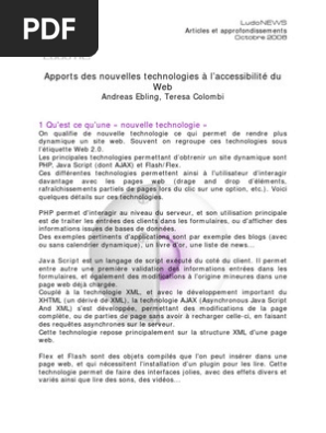 Apports Des Nouvelles Technologies A L Accessibilite Pdf Internet Internet Et Web