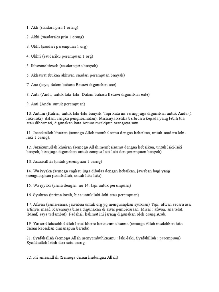 Bahasa Arab Yang Lazim Digunakan Dalam Kehidupan Sehari Hari Pdf