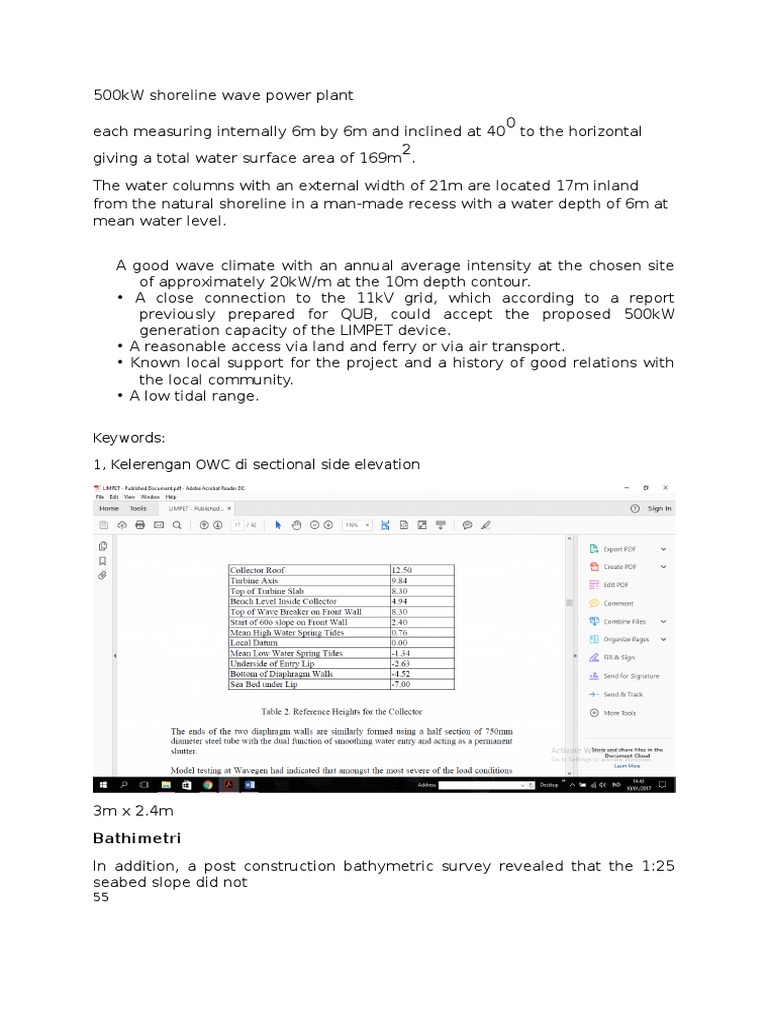 500kW Shoreline Wave Power Plant Analysis | PDF | Power (Physics ...