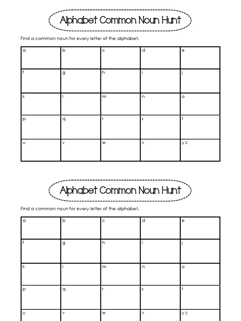 Alphabet Common Noun Hunt PDF