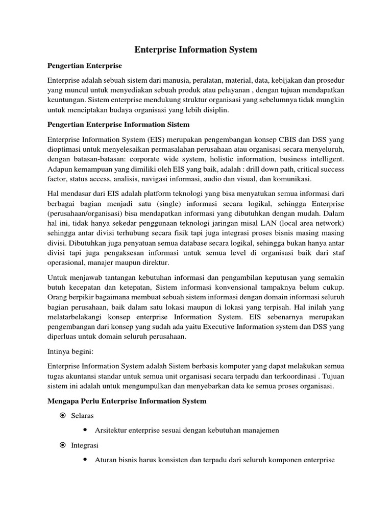Enterprise Information System | PDF | Enterprise Resource Planning ...