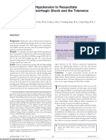 Ideal Permissive Hypotension To Resuscitate Uncontrolled Hemorrhagic Shock and The Tolerance Time in Rats