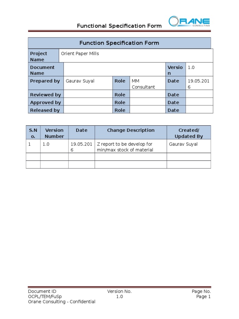 Functional Specification | Specification (Technical Standard) | Areas