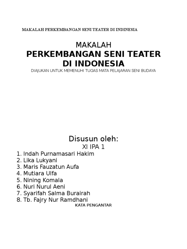 MAKALAH PERKEMBANGAN SENI TEATER DI INDINESIAdocx