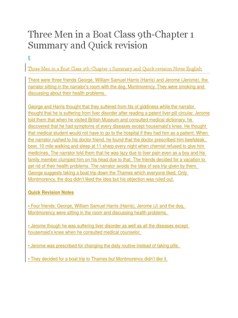 Three Men in a Boat: Chapter 1 Summary | PDF | Three Men In A Boat ...