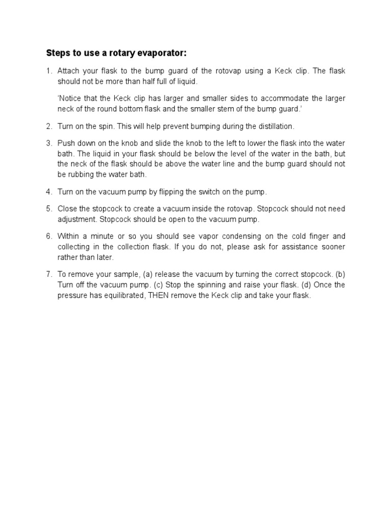 Steps To Use A Rotary Evaporator PDF