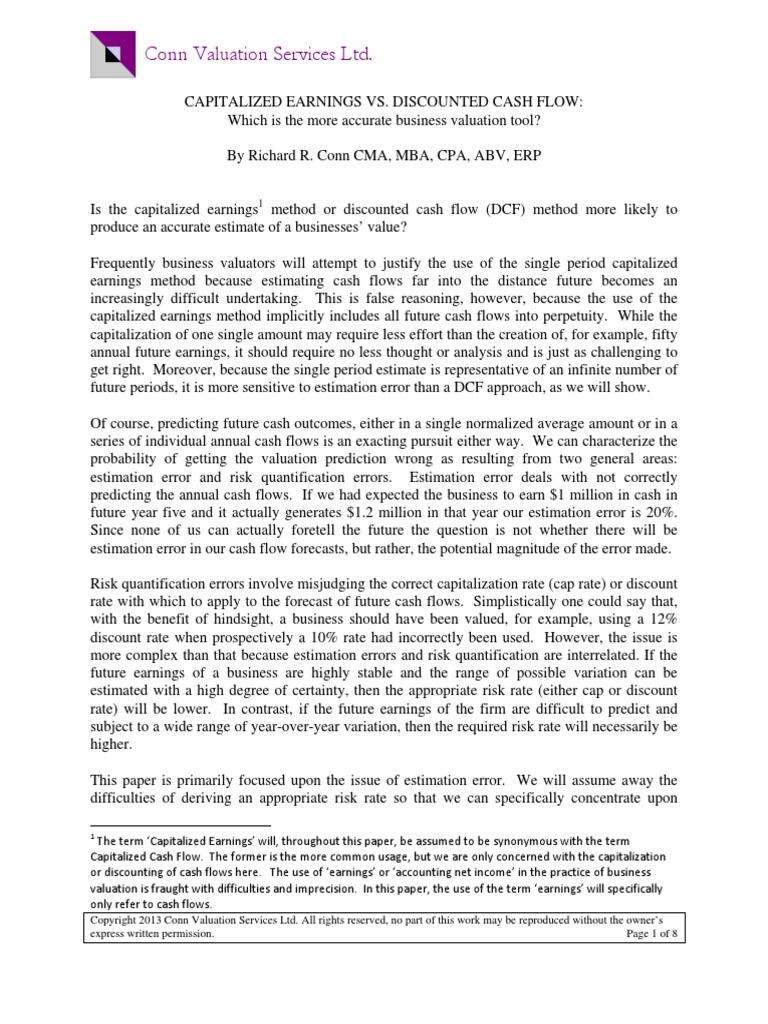 Capitalization Vs DCF PDF Discounted Cash Flow Discounting