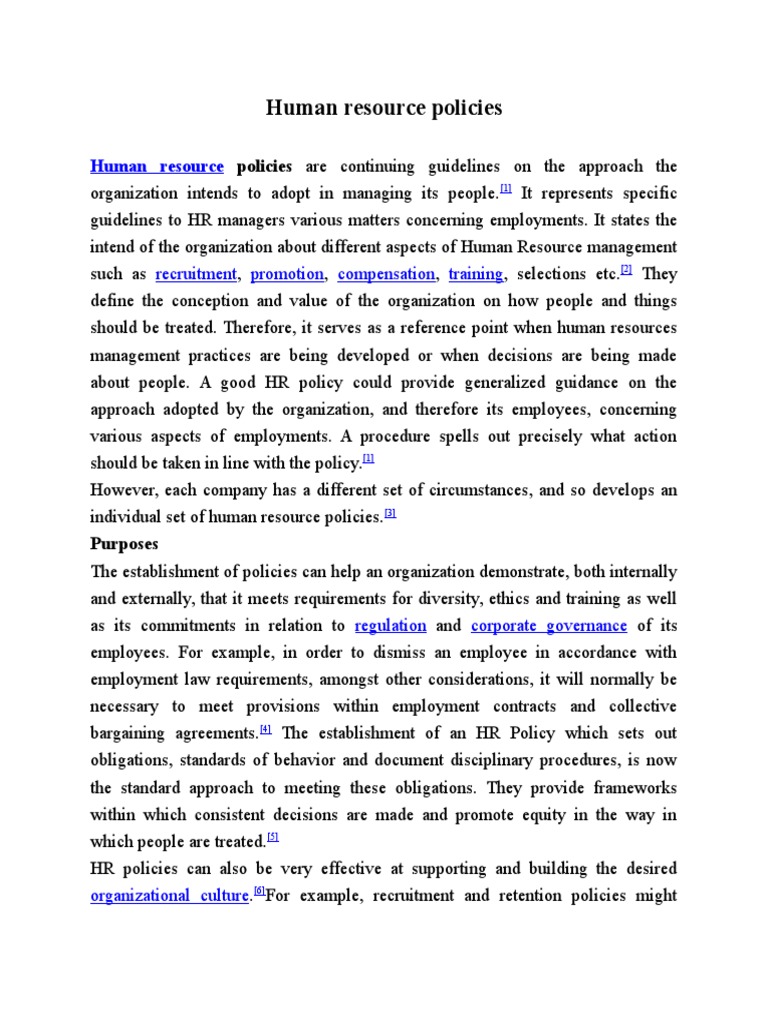 Human Resource Policies | PDF | Human Resource Management | Business
