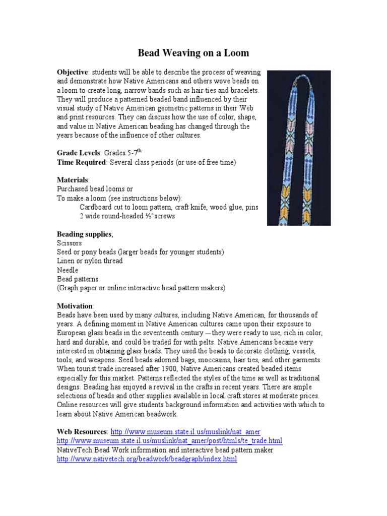 Loom Beading Lesson PDF Weaving Beadwork