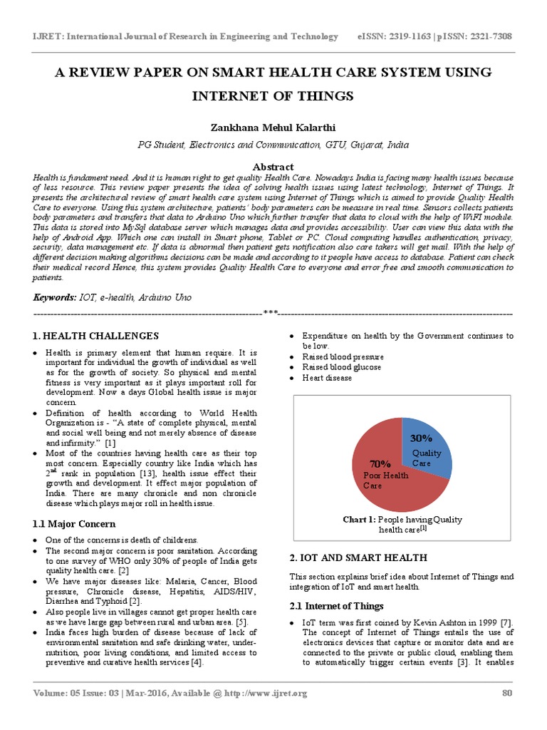 A Review Paper On Smart Health Care System Using Internet of Things PDF ...