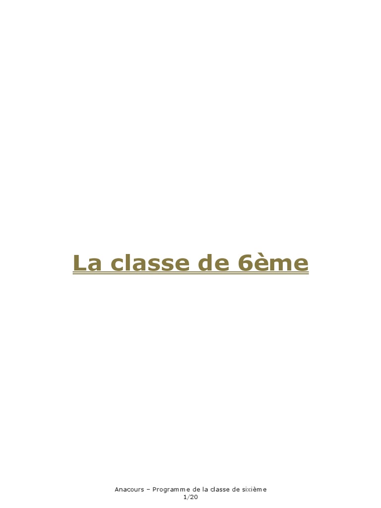 Programme scolaire de 6ème détaillé | PDF | Sujet (Grammaire) | Verbe
