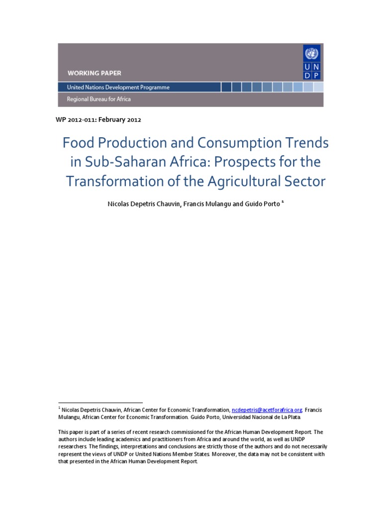 Food Production and Consumption Trends in Sub-Saharan Africa: Prospects ...