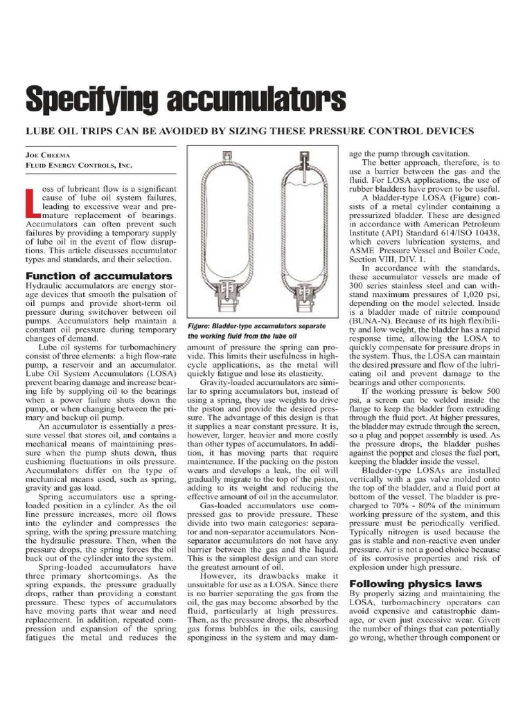 Lube Oil System Accumulators PDF