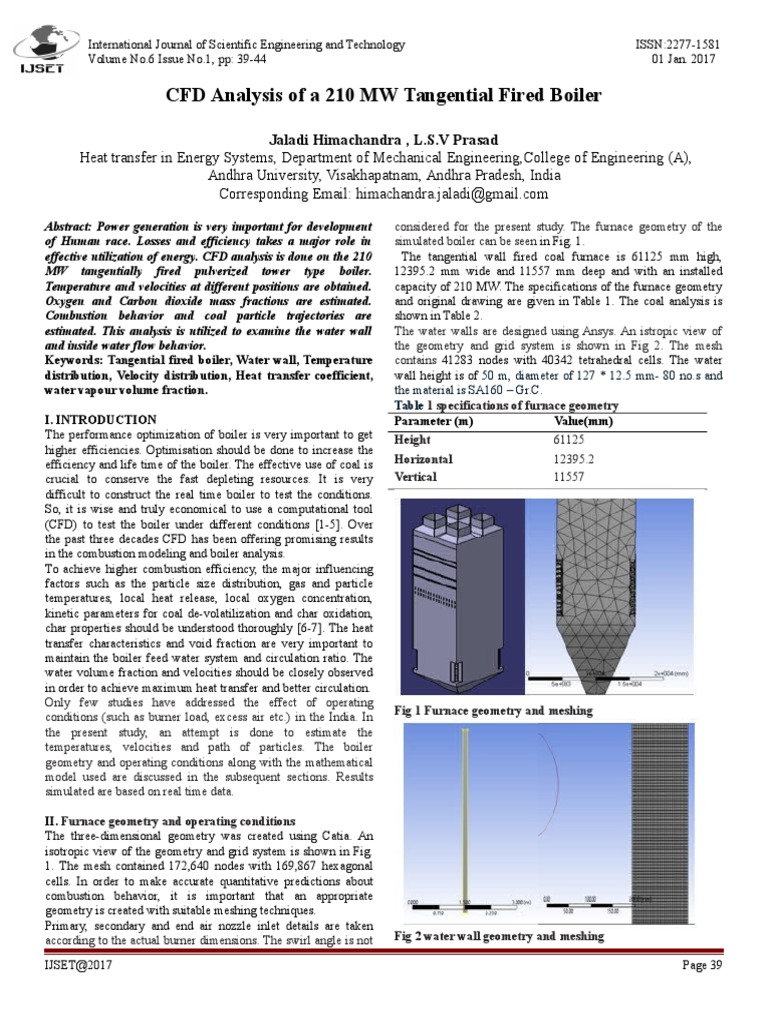 CFD Analysis of Tangential Fired Boiler | PDF | Combustion ...