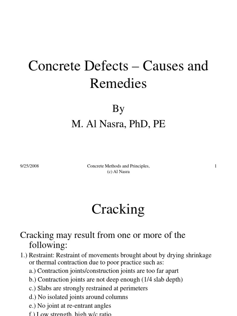 Concrete Defects - Causes and Remedies PDF | PDF | Concrete | Cement
