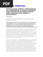 Perigosidade e Personalidade Criminal