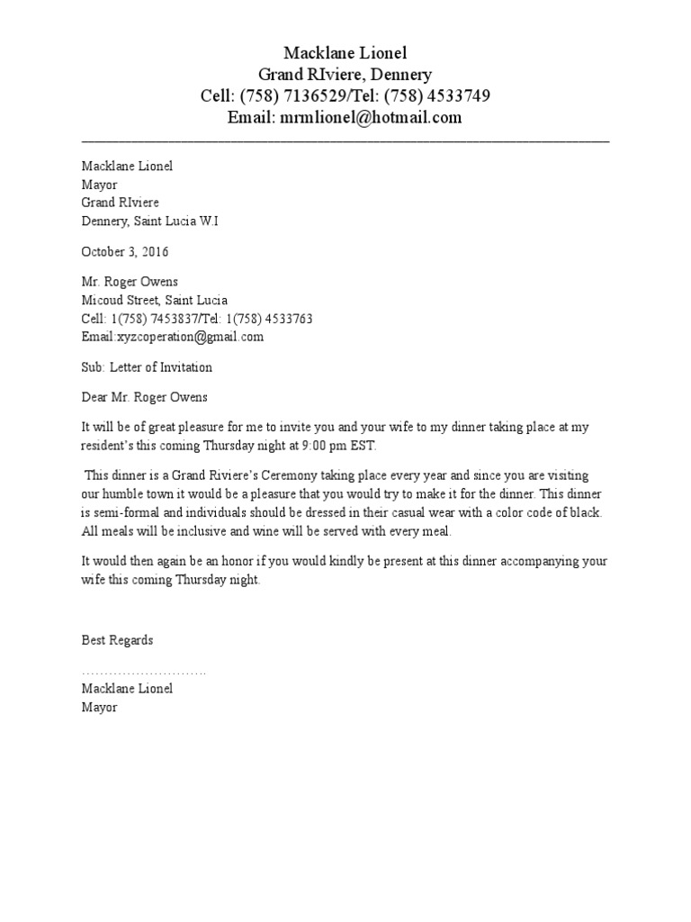 COM 207 Assignment Invitation | PDF | Dress Codes | Dinner