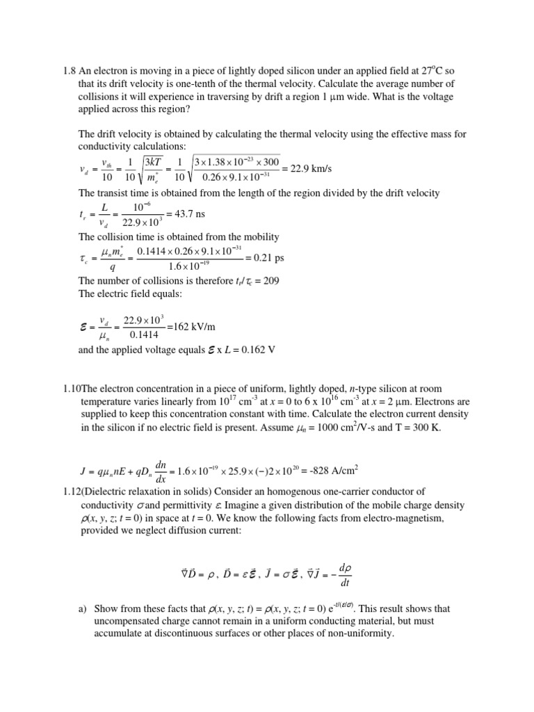 Hw2s Electrical Resistivity And Conductivity Doping Semiconductor