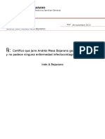 Certifico Que Jairo Andrés Mesa Bejarano Goza de Buena Salud y No Padece Ninguna Enfermedad Infectocontagiosa